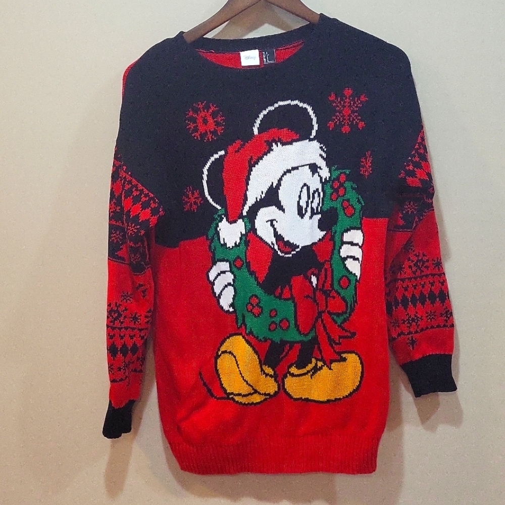 EUC Mickey Christmas Sweater Size S worn once